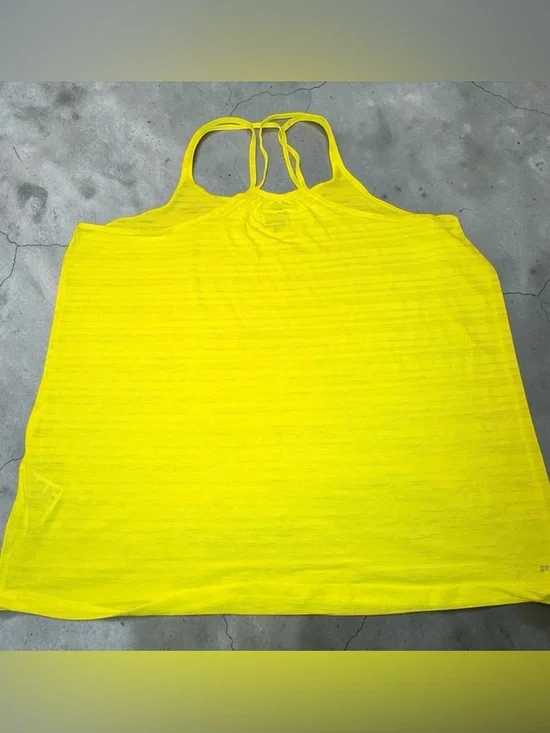 Nike Dri Fit Strappy Tank XL Neon Yellow Athletic Workout Top Lightweight - Picture 2 of 3